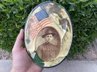 Rare WW1 Large Celluloid Metal Picture Of US Army Soldier WWI Military Antique