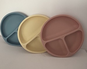 Set Of 3 Wee Sprout Suction Cup Silicone Divided Plates Baby Toddler