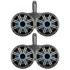 Kicker 6.5" 195W Marine LED Silver Speakers w/Black Dual Speaker Pods Qty 4 