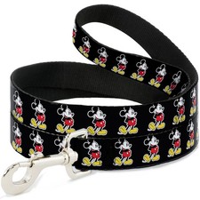 Dog Leash 6-FEET Classic Mickey Mouse Pose Black