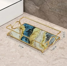 Luxury Bathroom Shelf without Drilling Iron Wall Shelf with Marble Style Glass P