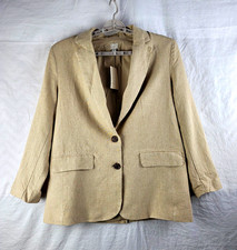 A New Day Women's Beige Linen Blend Blazer Jacket Lined Button Pockets M