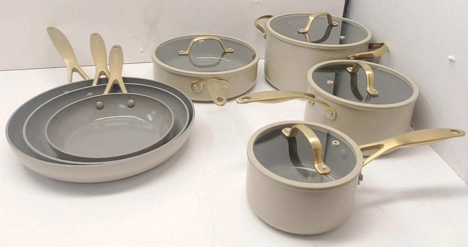 GreenPan Jewel Pro 11-Piece Cookware Set Hard Anodized Nonstick Taupe