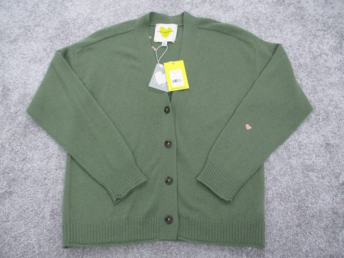 Kerri Rosenthal Cardigan Womens Small Green Cashmere Whisper Featherweight Heart