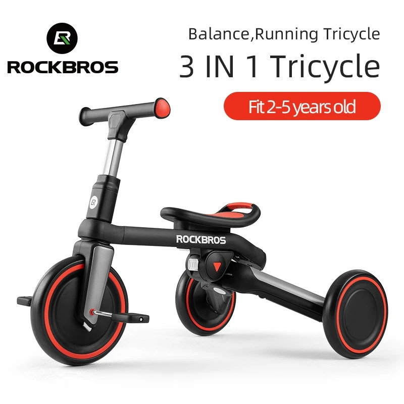 ROCKBROS Children's Three-Wheeled Balance Bike Toddler Foldable Bicycle 2-5Years