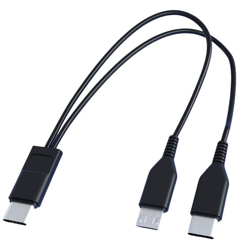 8 Inch USB C and Micro USB Splitter Cable 2 in 1 C to C and Micro USB Chargin...