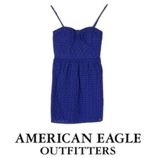 American Eagle Cotton Dress Eyelet Lace, Royal Blue, Size 2