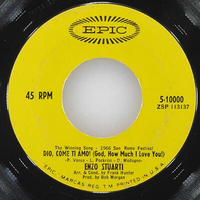ENZO STUARTI Dio, Come Ti Amo! (God, How Much I Love You) EPIC 5-10000 VG 45 7''
