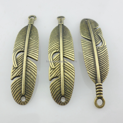 4 piezas dijes de pluma de plata tibetana conectores colgante 11x45 mm fabricación de joyas - Imagen 6 de 15