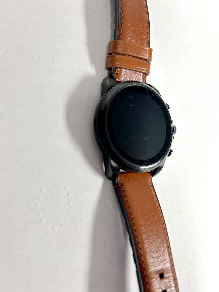 Ernesto smart エルネスト ブラックウォッチ 46 Fossil Gen 6 44mm Black Stainless Steel Case with Brown