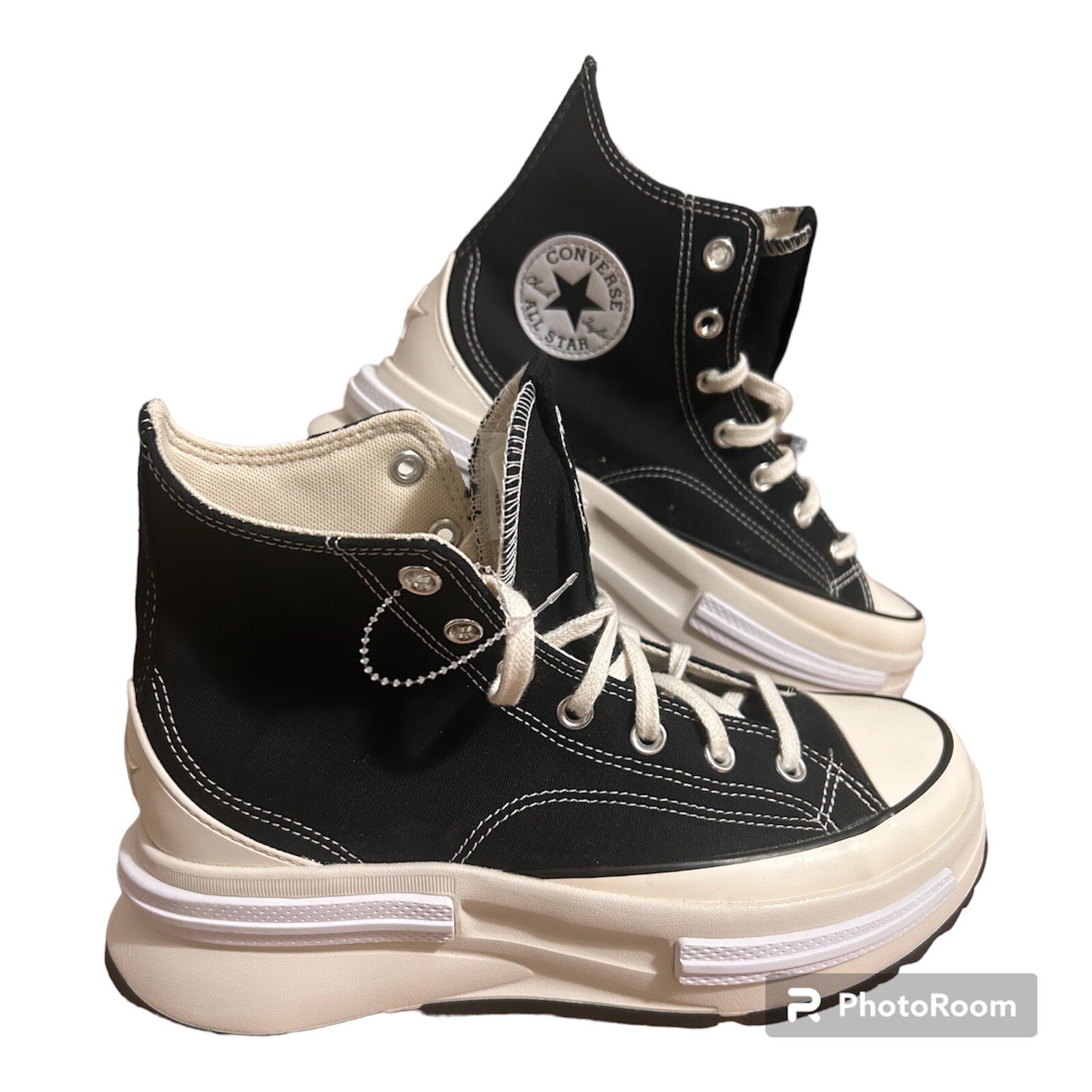 Converse All Star Run Star Legacy CX Hi Top Black White Platform Sneakers Size 7.5-image