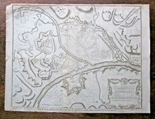 c1760 Plan Namur Antique Map Tindal Rapin Belgium Marlborough Campaign Castle