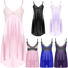 Men's Sexy Sissy Sleep Dress Crossdressers Spaghetti Straps Camisole Underwear
