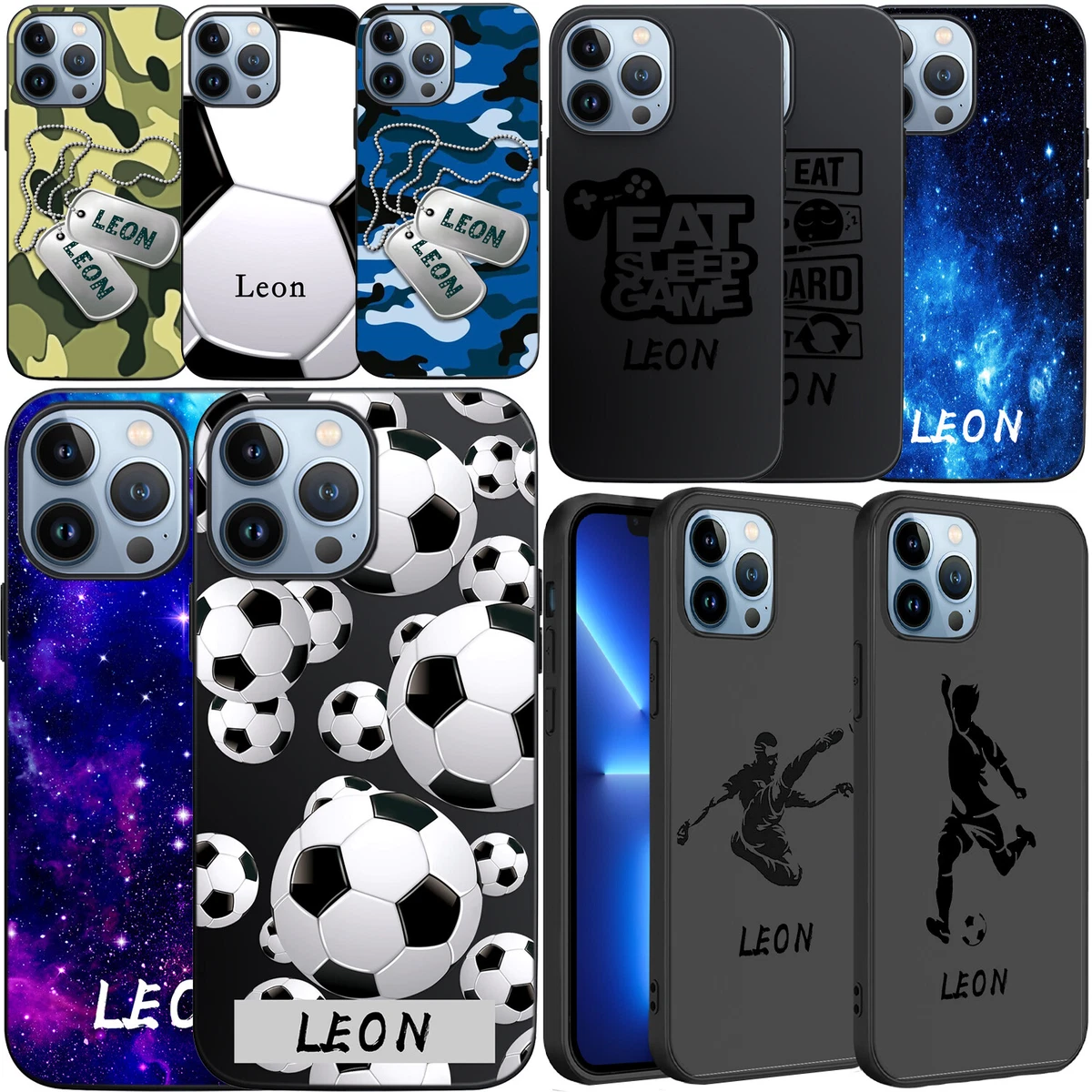 Boys Football Personalised Name Phone Case Cover For iPhone 13 Pro MAX 12 11 XR