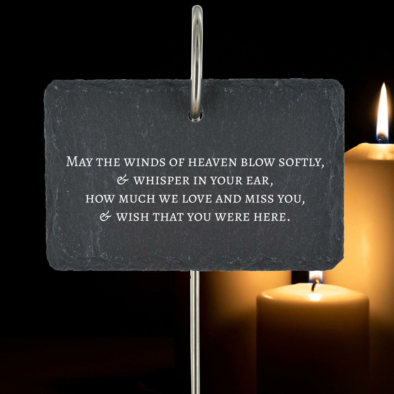 MEMORIAL GRAVESIDE PLAQUE WINDS OF HEAVEN GRAVE STAKE ORNAMENT QUOTE POEM SLATE