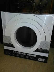 3-Piece Wall Mirror Set * White Finish Circle Shape *  Brand New!