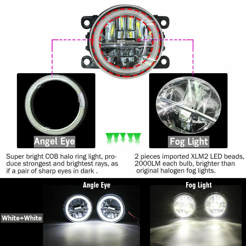 Luz antiniebla LED + anillos de ojo de ángel luces de circulación diurna DRL aptas para Suzuki SX4 Foto 3 de 4
