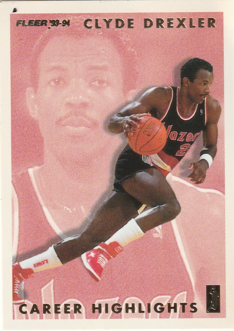 FREE SHIPPING-MINT-1993-94 FLEER CLYDE DREXLER CAREER HIGHLIGHTS #4 BLAZERS