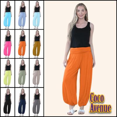Italienische Alibaba Damenhose Uni Baggy Haremshose Tanz Yoga Harem Legging