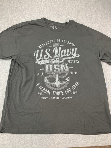 Black Ink 1776 Live Free Navy T-Shirt Mens size 2X Gray Large Front Graphic USA