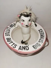 Vintage Ashtray Ceramic Skunk Little Butts and Big Stinkers Japan Smokers Tray
