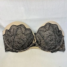 Victoria’s Secret 32DD Beige & Black Lace Very Sexy Strapless Multi Way Bra