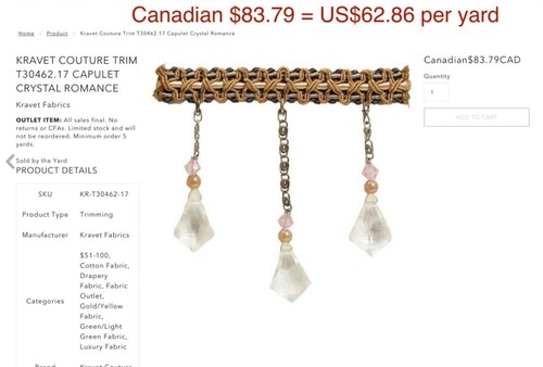 KRAVET COUTURE T30462 ‘Capulet Crystal’ Metal Braid 8” Passementerie Trim BTY - Picture 10 of 11