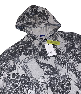 NWT $198.00 Robert Graham Mens Tropic Thunder Hoodie Grey Skulls Floral LARGE