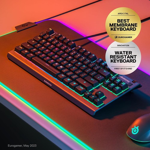 SteelSeries Apex 3 TKL Compact IP32 Water & Dust-Resistant Gaming Keyboard - Picture 3 of 8