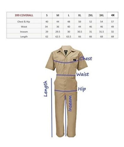 Short Sleeve Coverall Jumpsuit Boilersuit Protective Work Gear XS to 4XL REGULAR - Picture 4 of 18