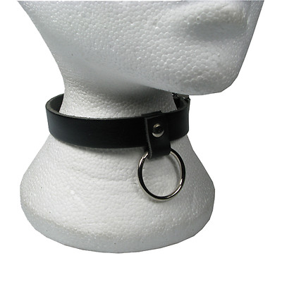 Schwarz Echt Leder kleiner runder Ring Nieten Gothic Punk Fetisch NB192