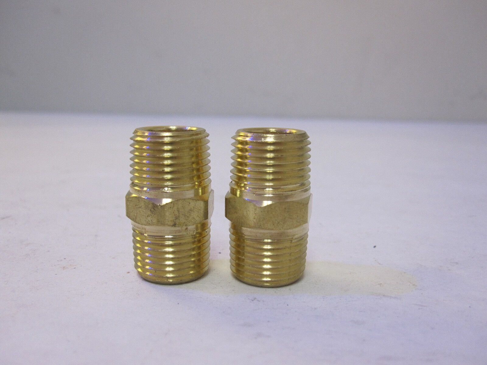 2Qty Brass Pipe Nipple 3/8" Male NPT x 3/8" Male NPT Hex Fitting