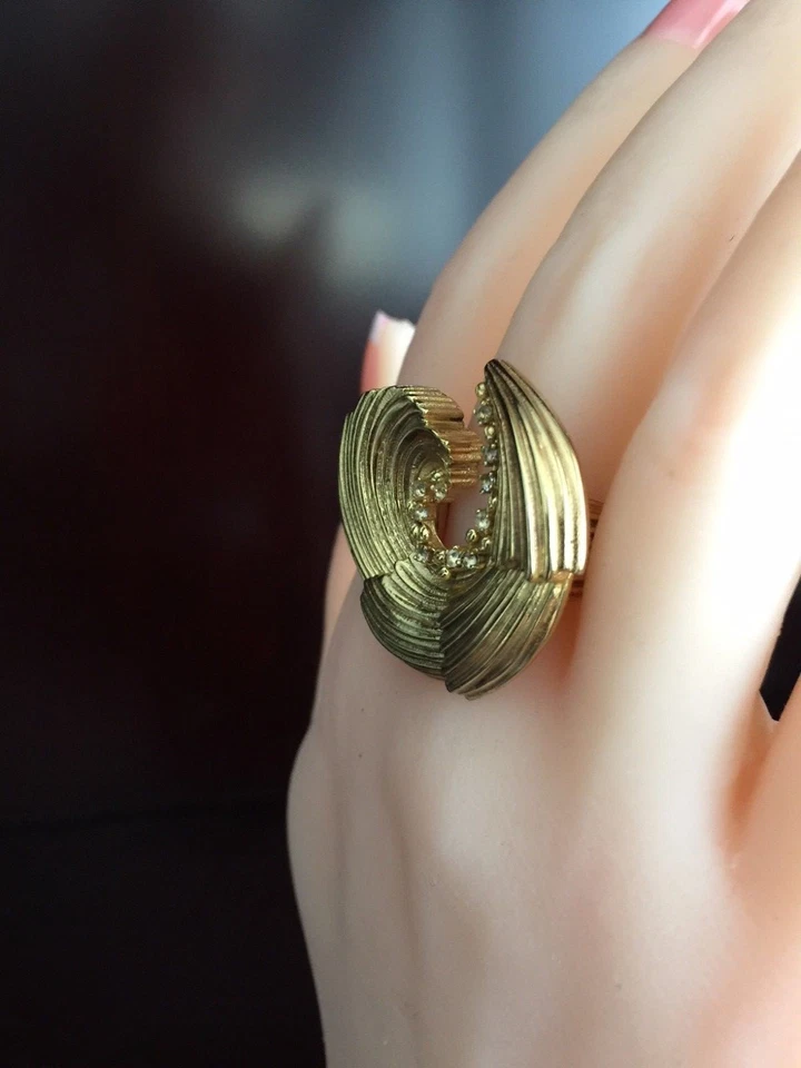 Anillo Diseñador Anitanja Palm Vine Diseño Remolino Topacio Blanco Bronce 14kt Chapado 7 Foto 4 de 4