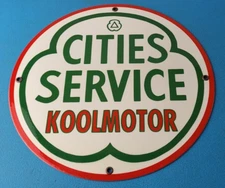 Vintage Cities Service Gasoline Sign - Kool Motor Porcelain Gas Oil Pump Sign