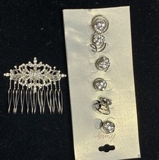 Hair Twirls Lot Of 6 And 1 Comb Rhinestones Wedding Special Occasion