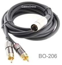 CablesOnline 6 ft 5 Pin DIN to 2-RCA  Audio Cable, BO-206