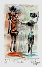 2023 linocut"Henry Moore meets Henry Cliffe" by Bill Payne