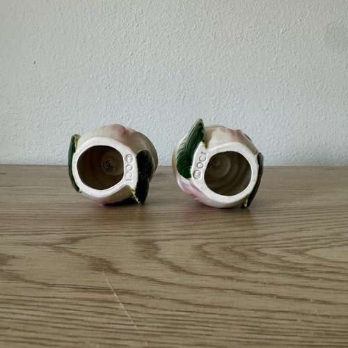 Fitz & Floyd OCI Omnibus Pink Rose Shaped Taper Candle Holders Set of 2 Vintage - Picture 10 of 10