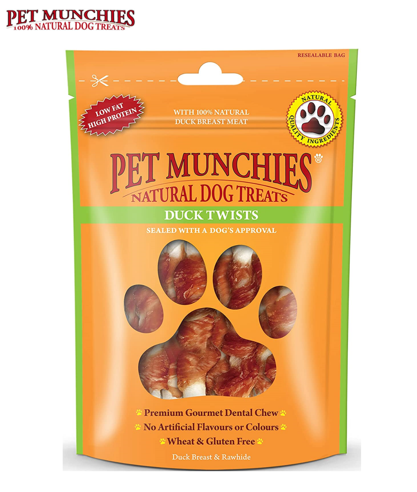 PET MUNCHIES DUCK TWISTS DOG PUPPY TREATS 100% NATURAL MEAT CHEW STICKS 80G