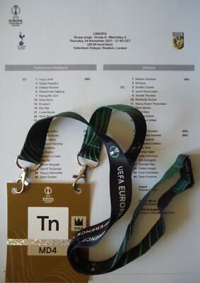 TICKET Player Pass & Line-ups Conference 4/11/2021 Tottenham Hotspur vs Vitesse