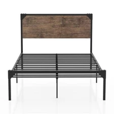 Bowery Hill Contemporary Metal Full Platform Bed in Brown/Dark Brown