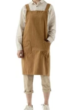 Denim Cotton Canvas Cross Back Aprons Solid Color Shop Kitchen Garden Square ...