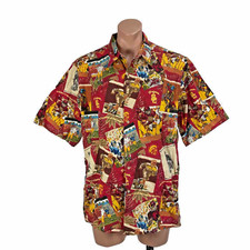 Reyn Spooner Hawaiian Shirt Mens XL Red USC University Trojans Football Vintage