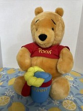 18" DISNEY EXCLUSIVE WINNIE THE POOH BEAR LARGE Plush W/ Rattle Honey Pot