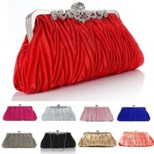Women Wedding Purse Evening Clutch Shoulder Handbag Party Rhinestone Fabric Bag