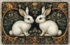 Vintage 2 Rabbits Metal Sign  All Weather  8 x 12