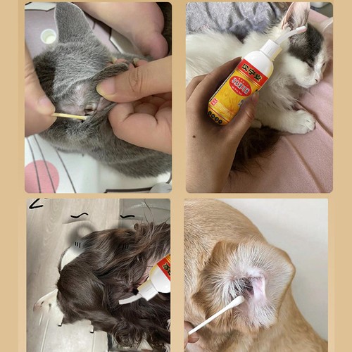 Pet Cat Dog Ear Drops Infections Control Yeast Itching Wax Ear Mites Cleaner NEW - Picture 10 of 10