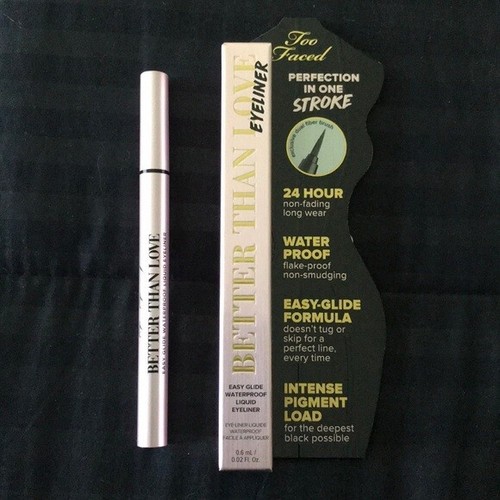 TOO FACED Better Than Love Eyeliner liquide imperméable DEEPEST NOIR NEUF dans sa boîte