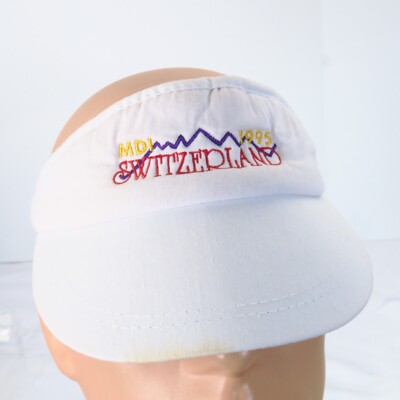 Vintage MDI Switzerland 1995 Terry Cloth Tennis Golf Visor Strapback Hat