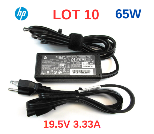 LOT 10 HP 65W Charger AC Adapter 677774-001 19.5V 3.33A FOR HP